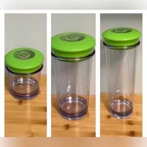 Qualy Design Green Plastic Kitchen Pantry Storage Jars THREE NEW in box